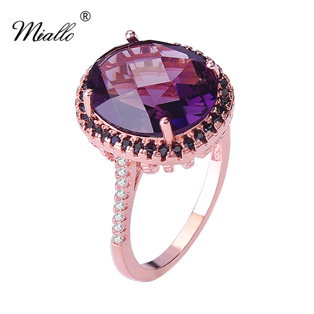 [miallo] Ring R78 Black Zircon Amethyst Ring