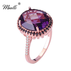 [miallo] Ring R78 Black Zircon Amethyst Ring