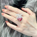 Load image into Gallery viewer, [miallo] Ring R167 Red Rhinestone Butterfly Ring
