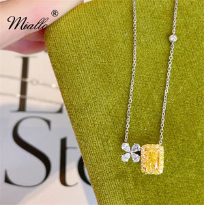 [miallo] Necklace N8 Yellow Cubic Zirconia Clover Necklace