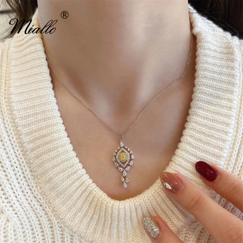 [miallo] Necklace N29 Luxury Yellow Cubic Zirconia Necklace
