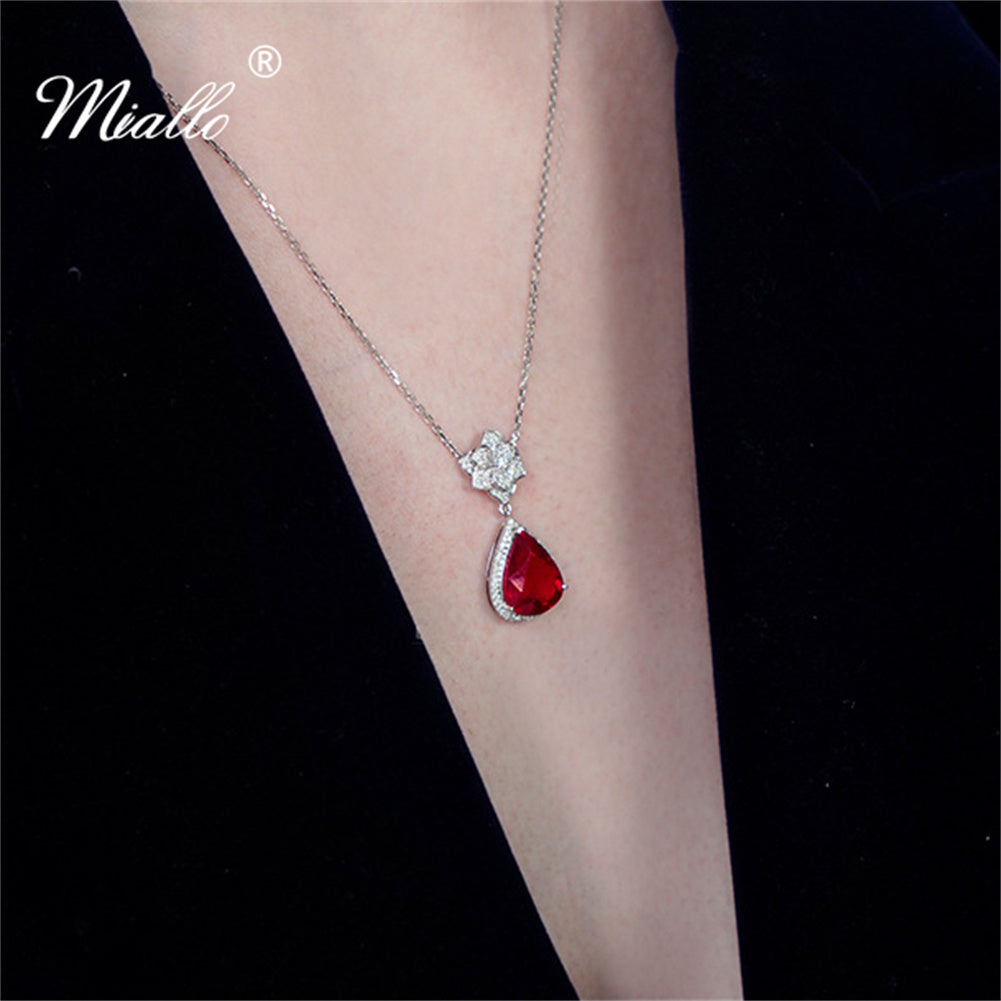 [miallo] Necklace N28 Full Rhinestone Rose Water Drop Necklace