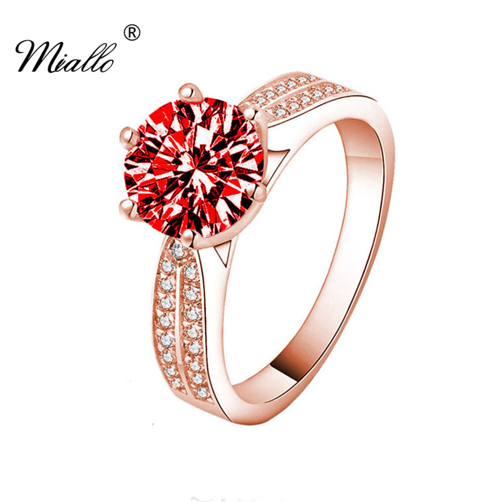 [miallo] Ring R49 Fashion Rose Gold Ruby Ring