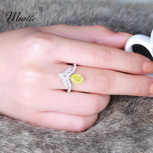 [miallo] Ring R176 Yellow Cubic Zirconia Elegant Ring