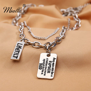 [miallo] Necklace N24 Long Double-layer Square Letter Pendant Necklace