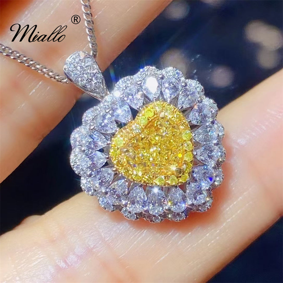 [miallo ] Necklace N21 Heart-shaped CZ Stone Pendant Necklace