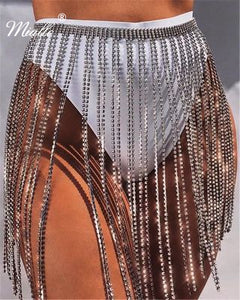 [miallo] Body Jewelry BJ5 Rhinestone Tassel Waist Chain Skirt