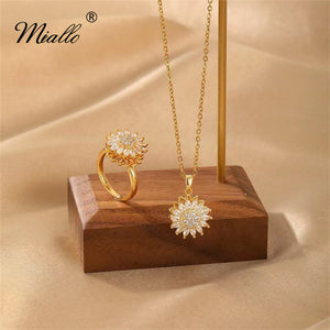 [miallo] Rotatable Sunflower Jewelry Set (R183+N43)