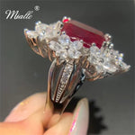 Load image into Gallery viewer, [miallo] Ring R175 Flower Cubic Zirconia Red Ring
