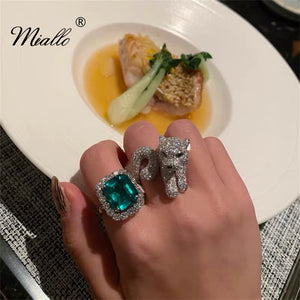 [miallo] Ring R38 Luxury Emerald Leopard Ring