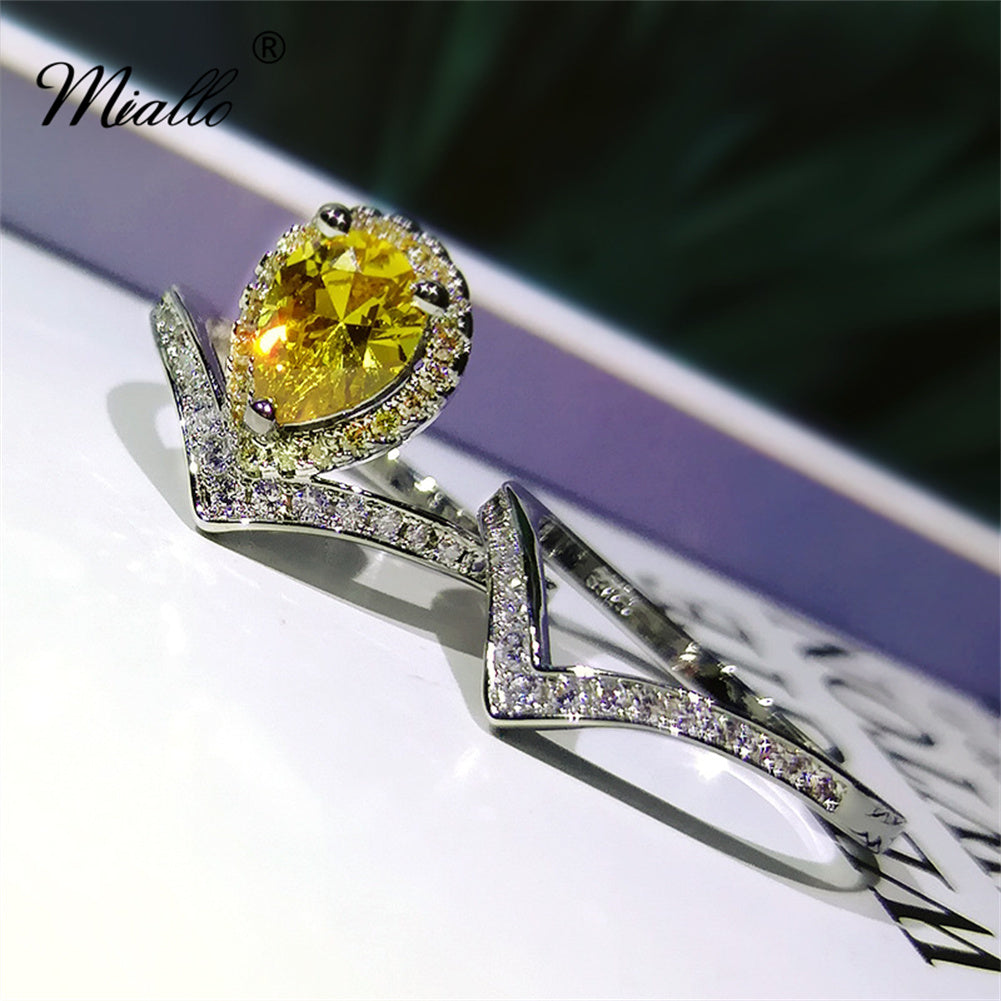 [miallo] Ring R62 Classic Yellow Cubic Zirconia Ring