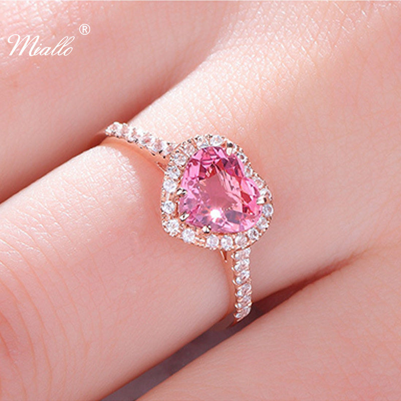 [miallo] Ring R41 Cubic Zirconia Pink Heart Ring
