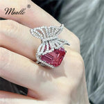 Load image into Gallery viewer, [miallo] Ring R167 Red Rhinestone Butterfly Ring
