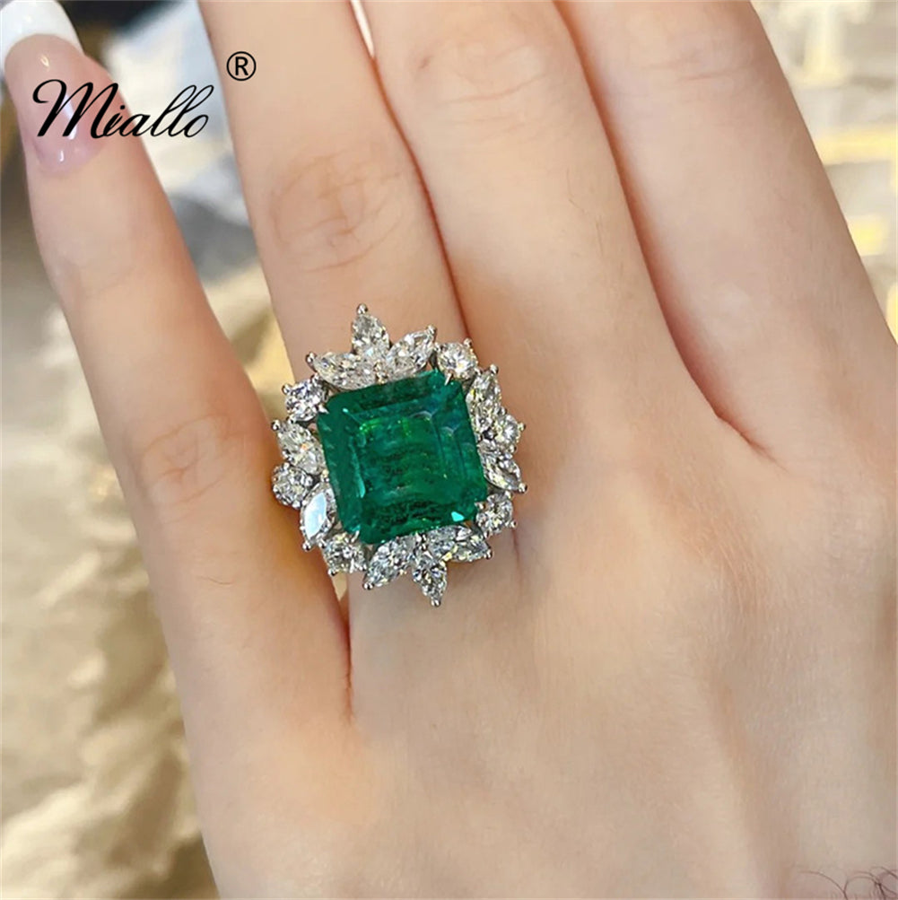 [miallo] Ring R26 Green Cubic Zirconia Women Ring