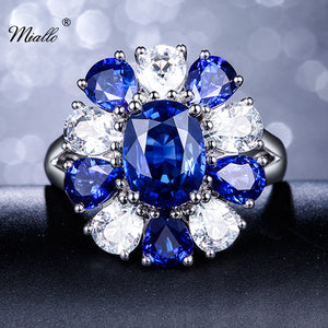 [miallo] Ring R146 Silver Color Blue Cubic Zirconia Ring