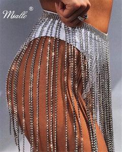[miallo] Body Jewelry BJ5 Rhinestone Tassel Waist Chain Skirt