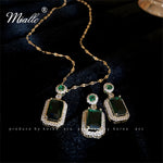 Load image into Gallery viewer, [miallo] Jewelry Set S1 Vintage Emerald Square Rhinestone Jewelry Set

