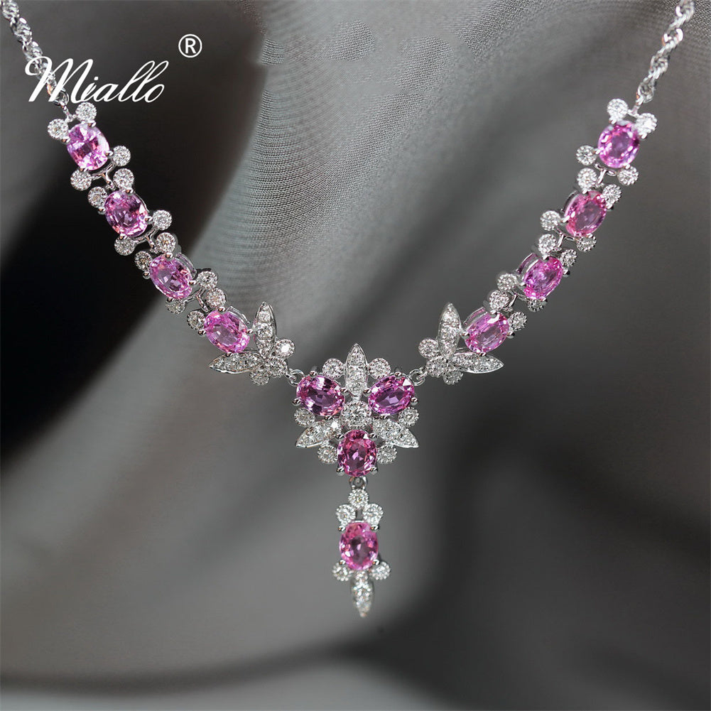 [miallo] Necklace N12 Pink Cubic Zirconia Necklace