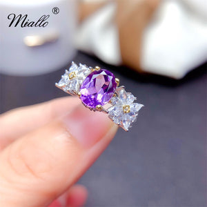 [miallo] Ring R173 Cubic Zirconia Purple Flower Ring