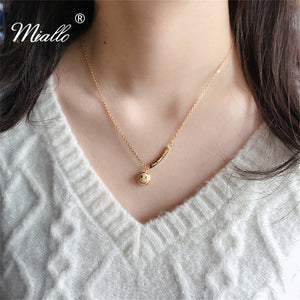 [miallo] Necklace N22 Gold Smiling Face Necklace Sweater Chain
