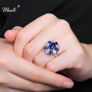 [miallo] Ring R146 Silver Color Blue Cubic Zirconia Ring