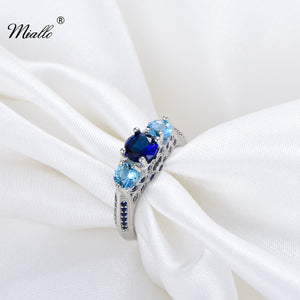 [miallo] Ring R140 Fashion Blue Full Rhinestone Women Ring
