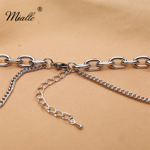 [miallo] Necklace N24 Long Double-layer Square Letter Pendant Necklace