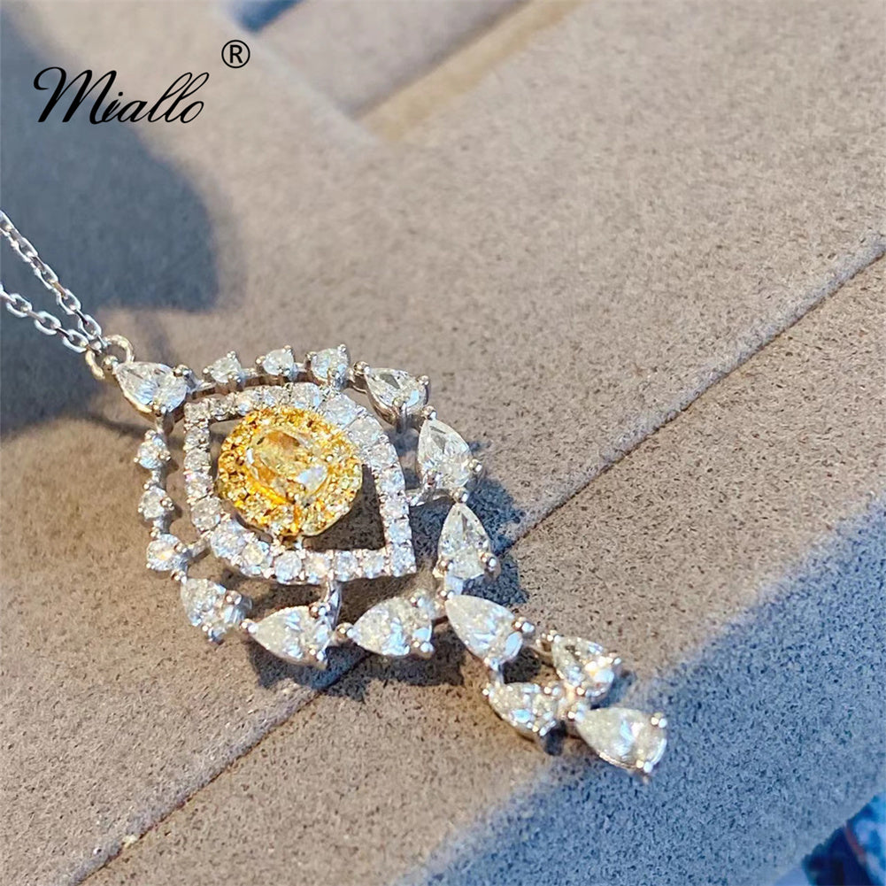 [miallo] Necklace N29 Luxury Yellow Cubic Zirconia Necklace