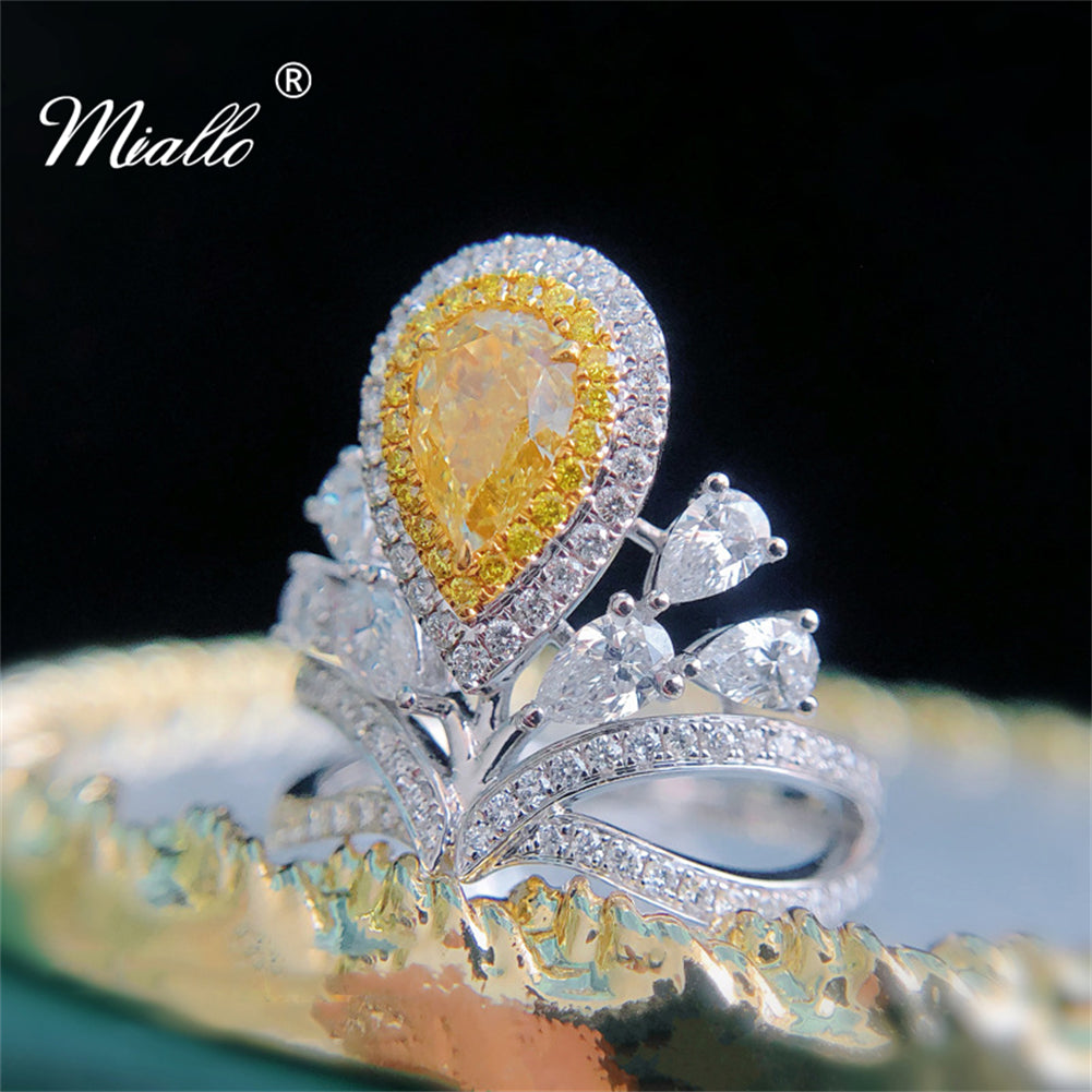[miallo] Ring R82 Yellow Color CZ Stone Women Ring
