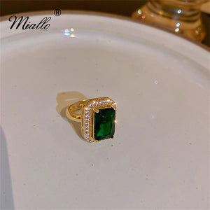 [miallo] Jewelry Set S1 Vintage Emerald Square Rhinestone Jewelry Set