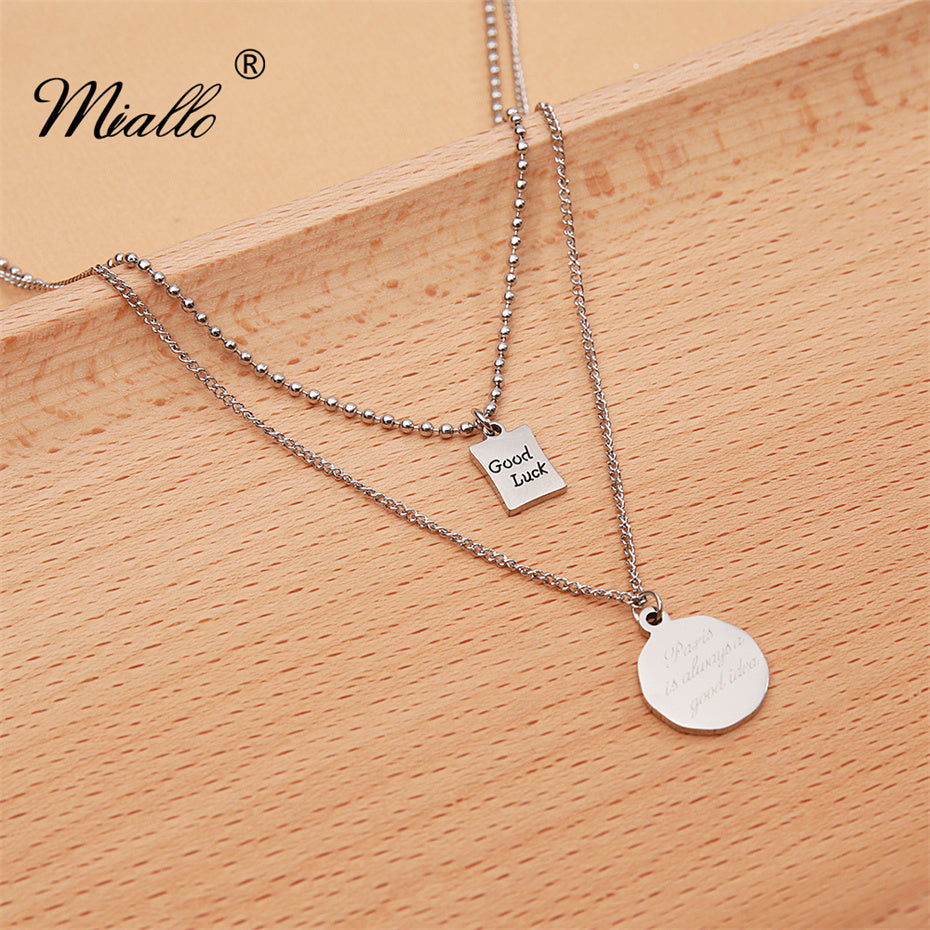 [miallo] Necklace N25 Good-luck Letter Pendant Sweater Chain