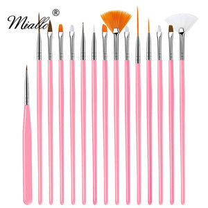 [miallo] NA2 15pcs/set Nail Brushes Set for Manicure DIY Tool