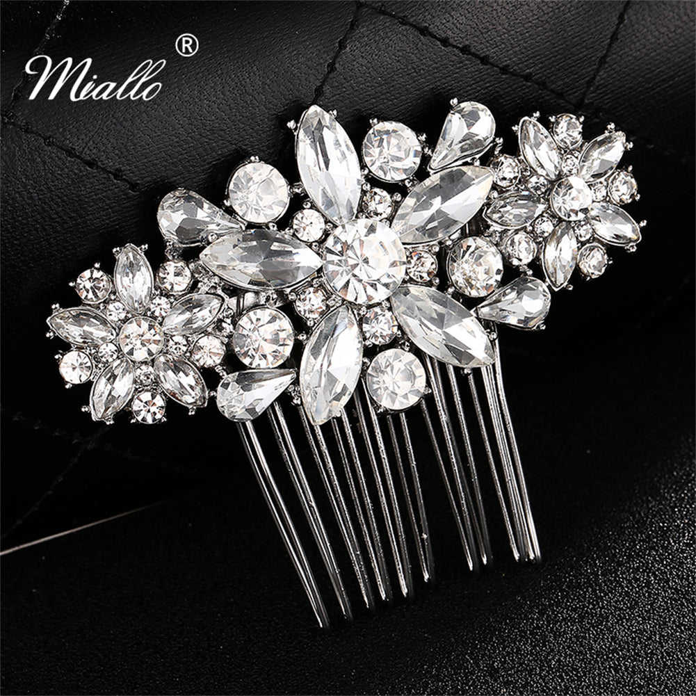 [miallo] Hair Comb HS-J3898 Silver Color Rhinestone Hair Comb