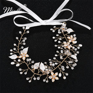 [miallo] Hairband HS-J2677 Gold Rhinestone Pearl Hairband