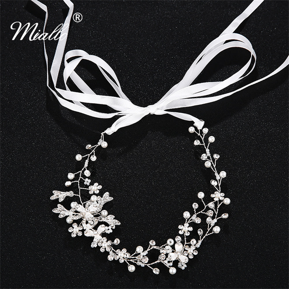 [miallo] Hairband HS-J2683 Silver Color Pearl Rhinestone Hairband