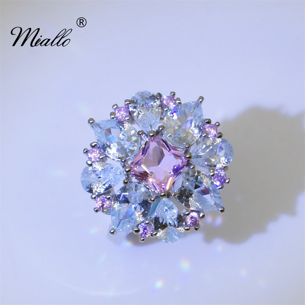 [miallo] Ring R165 Pink Cubic Zirconia Princess Ring