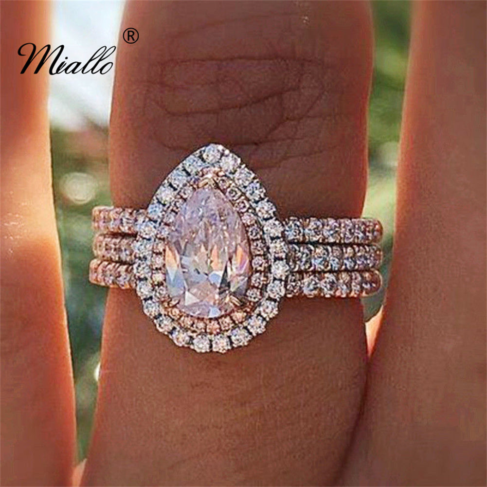 [miallo] Ring R154 Pink Crystal Water Drop Ring