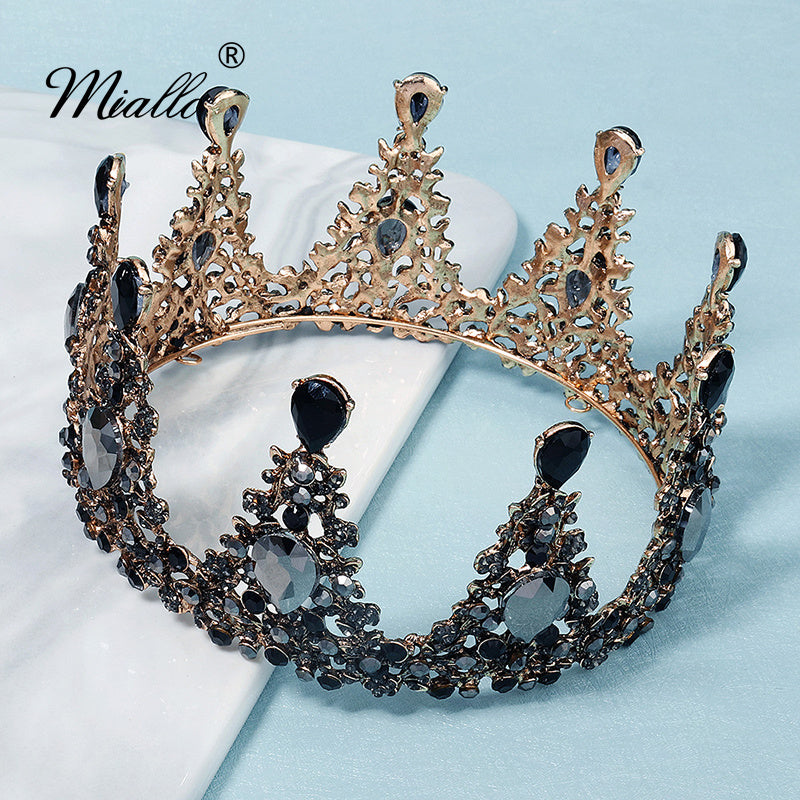 [miallo] Tiara TS-J2922 Black Rhinestone Round Crown