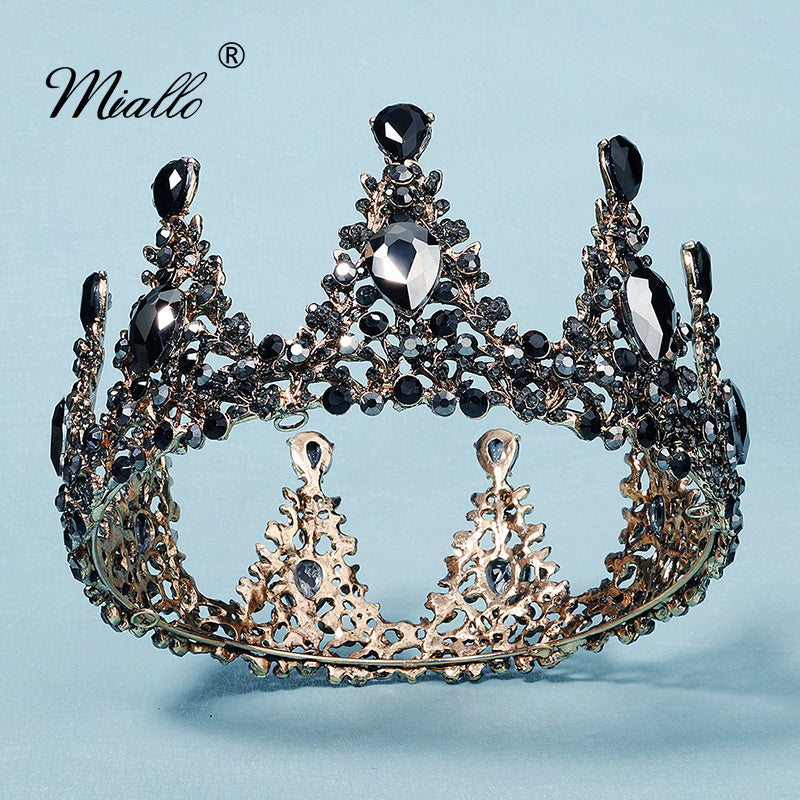[miallo] Tiara TS-J2922 Black Rhinestone Round Crown