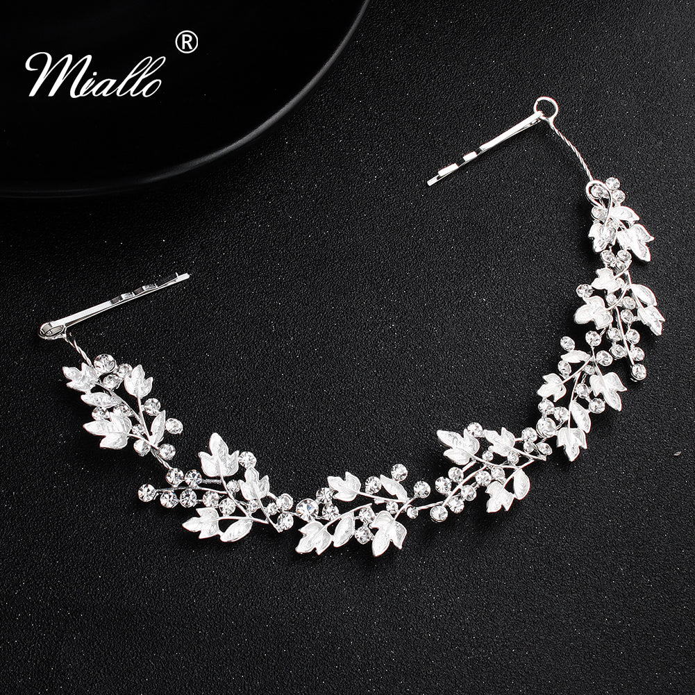 [miallo] Hairband HS-J5489 Leaf Rhinestone Bridal Hairband