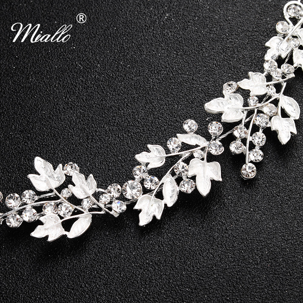 [miallo] Hairband HS-J5489 Leaf Rhinestone Bridal Hairband
