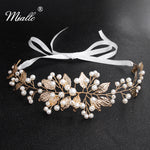Load image into Gallery viewer, [miallo] Hairband HS-J5679 Gold Leaf Pearl Hairband
