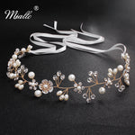 Load image into Gallery viewer, [miallo] Hairband HS-J5484 Gold Flower Crystal Pearl Hairband
