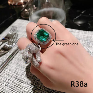 [miallo] Ring R38 Luxury Emerald Leopard Ring