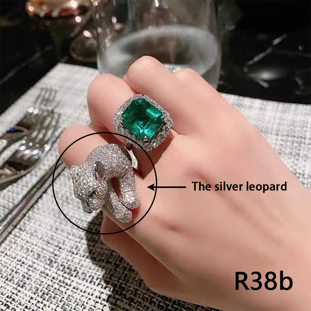 [miallo] Ring R38 Luxury Emerald Leopard Ring