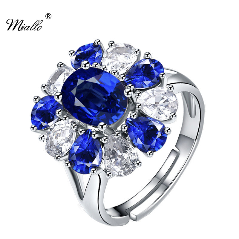 [miallo] Ring R146 Silver Color Blue Cubic Zirconia Ring