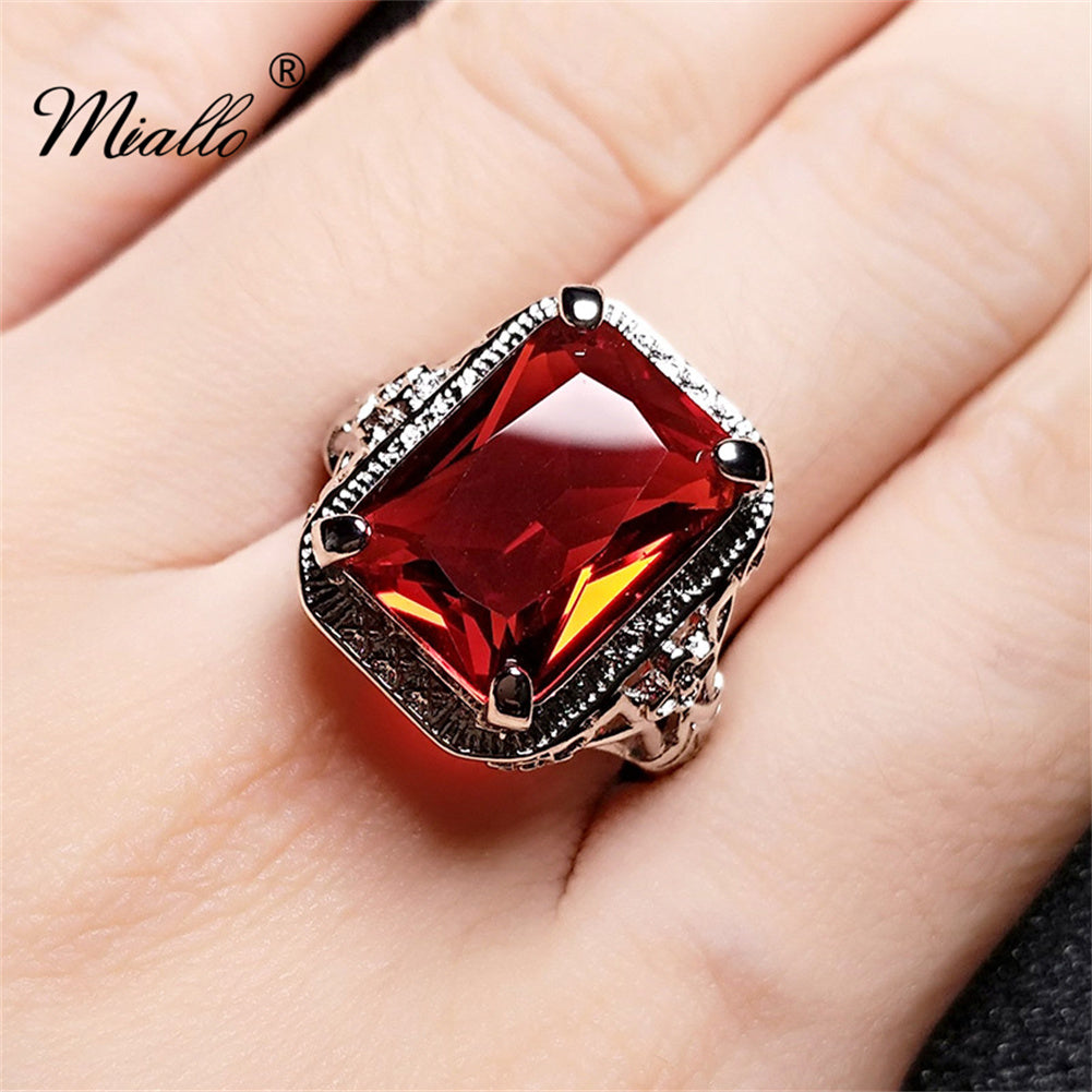 [miallo] Ring R52 Hollow Out Pattern Square Ring