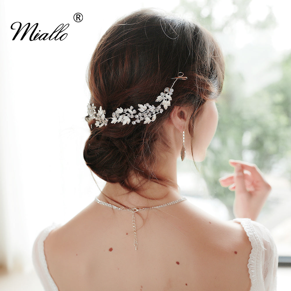 [miallo] Hairband HS-J5489 Leaf Rhinestone Bridal Hairband