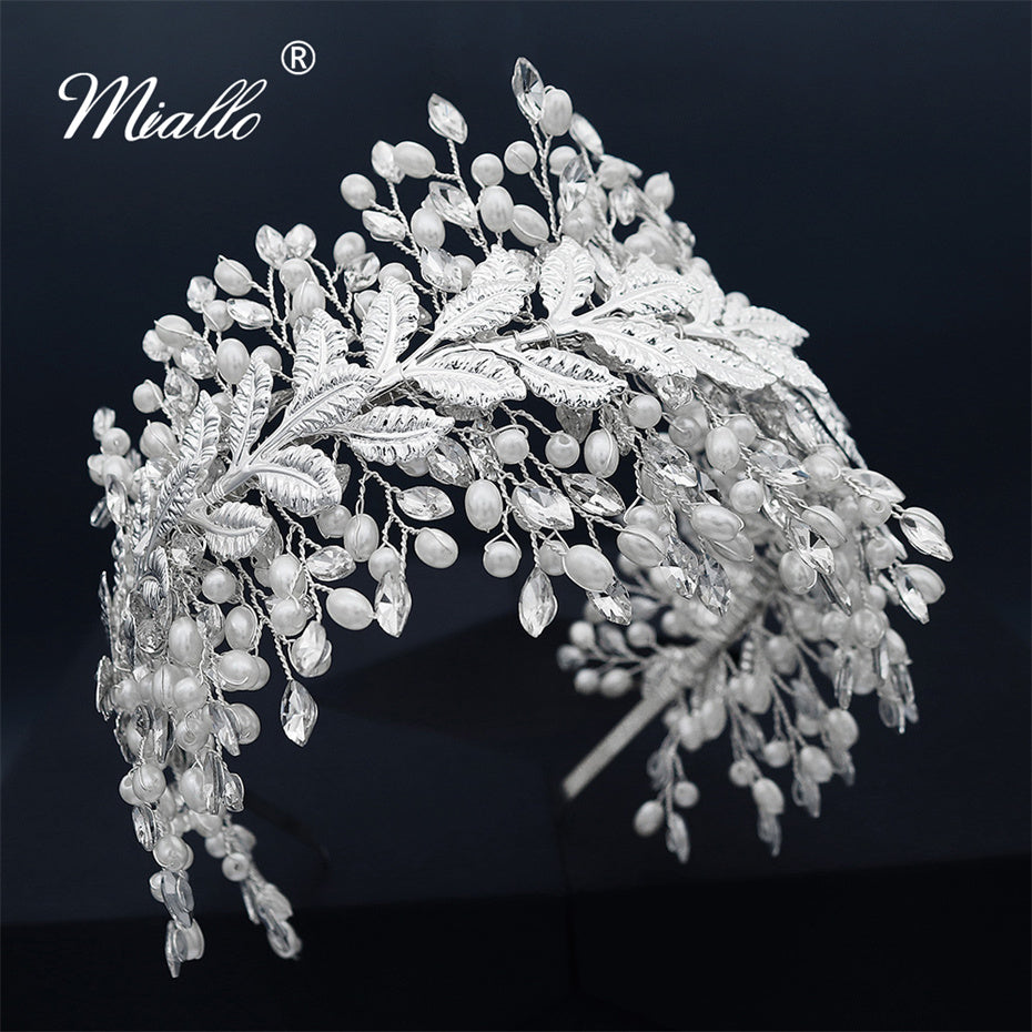 [miallo] Tiara TS-J2916 Exaggerated Leaf Beaded Headband