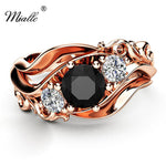 Load image into Gallery viewer, [miallo] Ring R118 Flower Line Black Cubic Zirconia Women Ring
